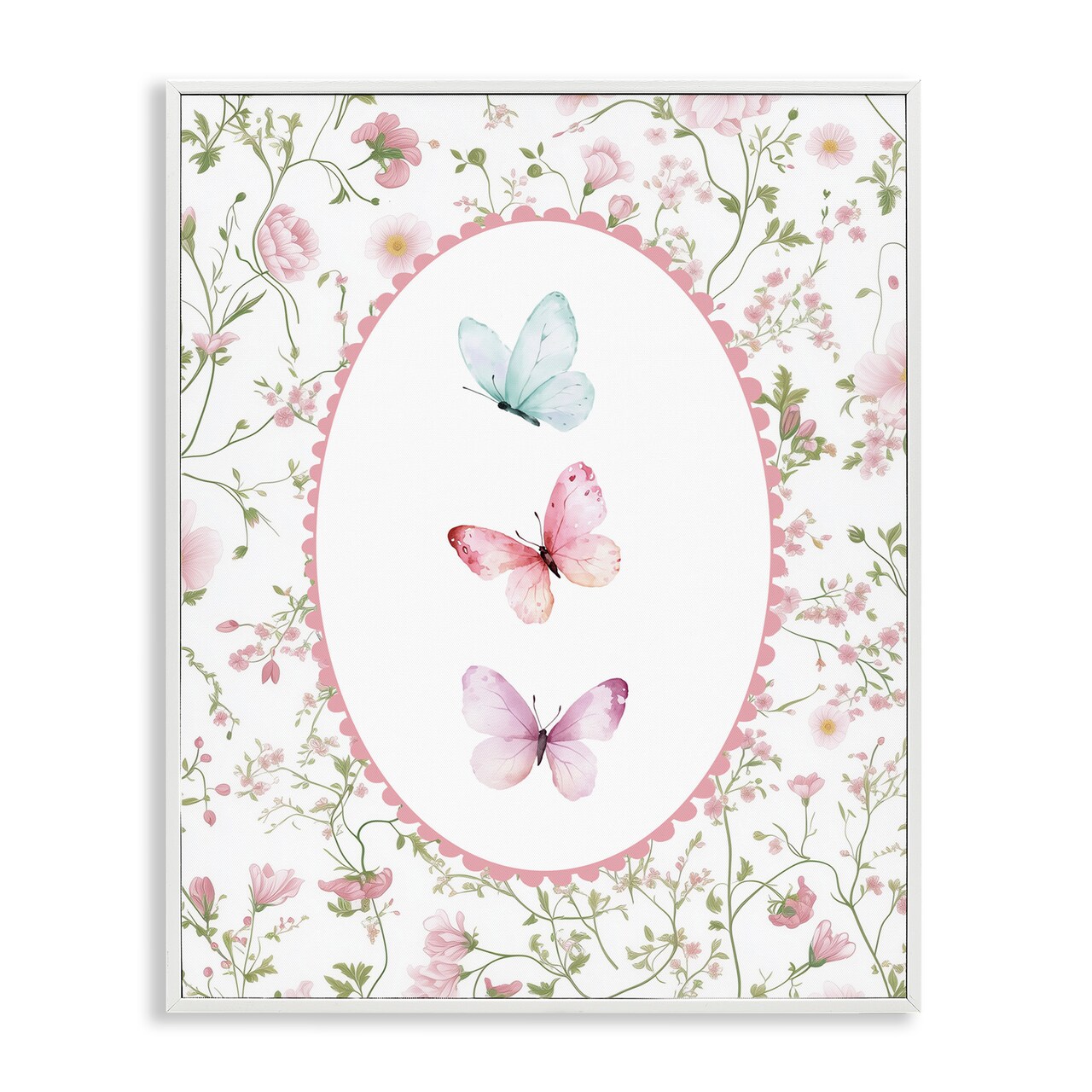 Stupell Industries Delicate Florals & Butterfly Framed Giclee, design by Christine Simpson Art